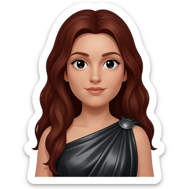 Proserpina from Roman Mythology with black eyes, long dark auburn hair, black metallic peplos sticker