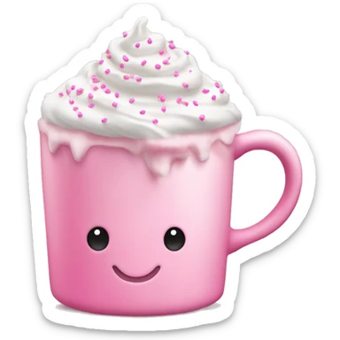 Pink mug with white whip cream and pink sprinkles on top sticker