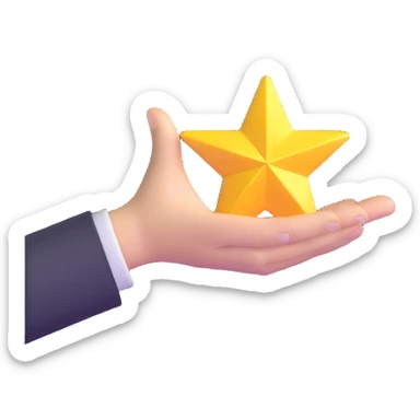 thumbs up with a four-pointed sparkle star, modern and friendly sticker