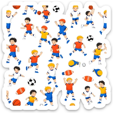 children playing sports sticker