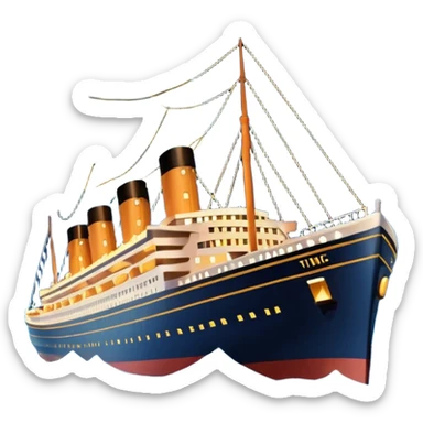 Draw the Titanic ship sailing at night with glowing lights & calm ocean waves. sticker