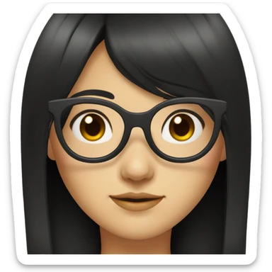 asian girl long black hair with glasses and middle curtain bangs sticker