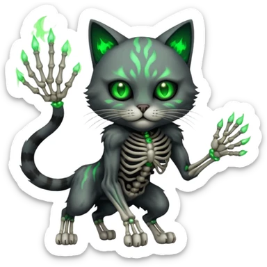 cat hades has death powers. dynamic pose sticker