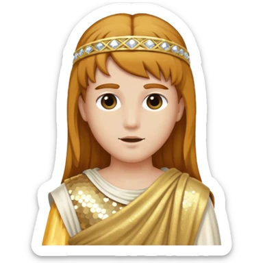 Mercury from Roman Deities with long golden brown hair, ivory sequin toga sticker