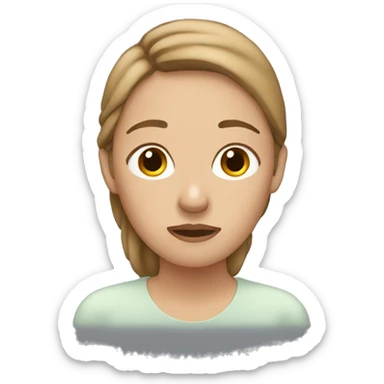 Woman Breathe after crying with watery eyes with light brown hair sticker