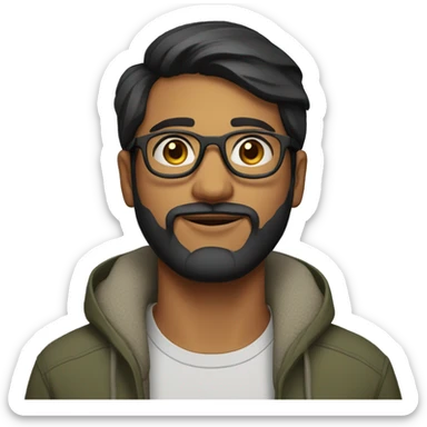 indian man in his 20s with a beard, glasses and short hair sticker