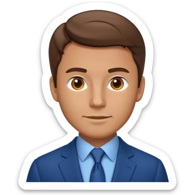 adult white man with brown hair in blue elegant suit sticker