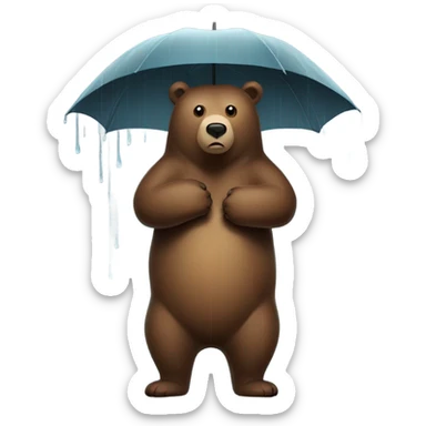 Brown bear holding an unrelated in the rain sticker
