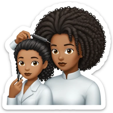 femme noire cheveux crépus qui se fait coiffer sticker