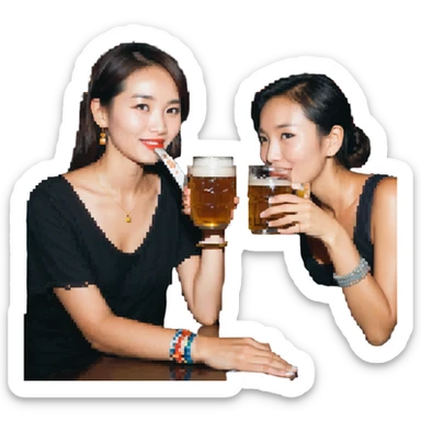 marion drinking beer with thai lady sticker