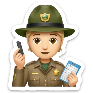 game warden emoji writing a ticket for a wildlife law infraction sticker