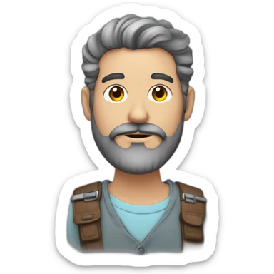 hombre pelo gris barba de candado con paleta de coloresen la mano sticker