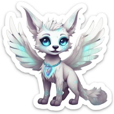 Cool cute Kawaii edgy ethereal futuristic modern epic fantasy animal sparkle fursona Fionbri creature by griffsnuff & LiLaiRa & Falvie full body sticker