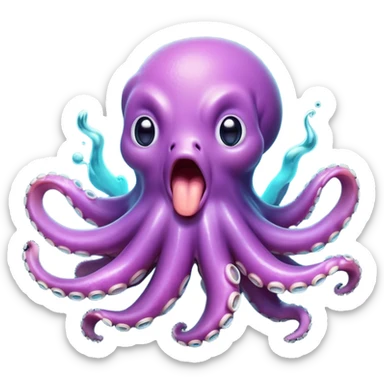 Cinematic Cute Yawning Octopus Portrait Emoji, Head tilted slightly with a dramatic, wide-open yawn, showcasing a bulbous, softly undulating body with loosely draped arms and sleepy, half-closed eyes, Simplified yet irresistibly adorable features, highly detailed, glowing with a soft, cozy underwater glow, high shine, relaxed yet expressive, stylized with a hint of whimsical aquatic charm, soft glowing outline, capturing the essence of a drowsy yet affectionate octopus that appears ready to stretch and yawn its way out of the screen! sticker