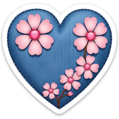sakura heart with a denim border sticker