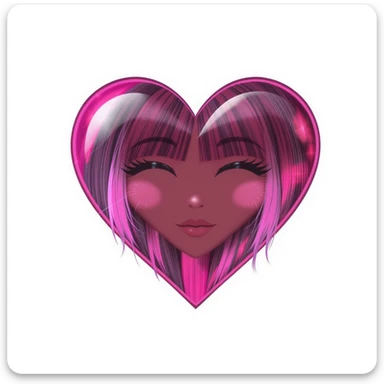 goth heart emoji, cute and shiny, with a gradient effect, no background sticker