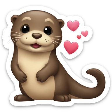 Otter with hearts  sticker
