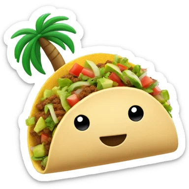 A TACO WITH A PALM TREE IN THE CENTER sticker