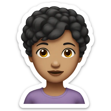 medium skinned girl with short black hair and brown eyes sticker