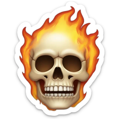 Skull on fire pixel sticker
