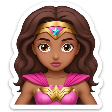 Brune girl pink Wonder Woman sticker