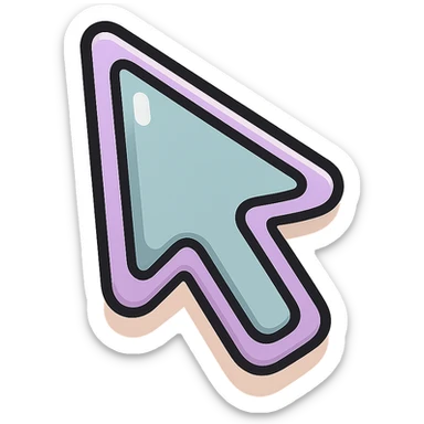 mouse cursor arrow with a thickened middle part, thin clean outlines, soft rounded shapes, pastel palette #98B5BC, #B5B3C1, #C9A3C9, #E4C0CA, #F7DCD1, #F7C0AA, detailed shadows and highlights, soft lighting, transparent background sticker