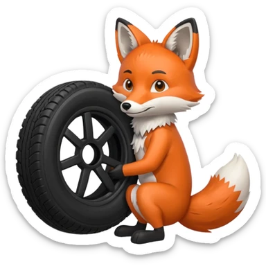 Diseña un Zorro mostrando una llanta  sticker