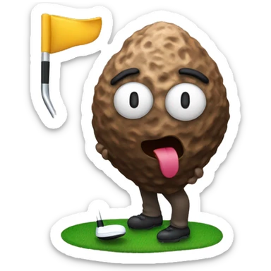 Turd playing golf sticker