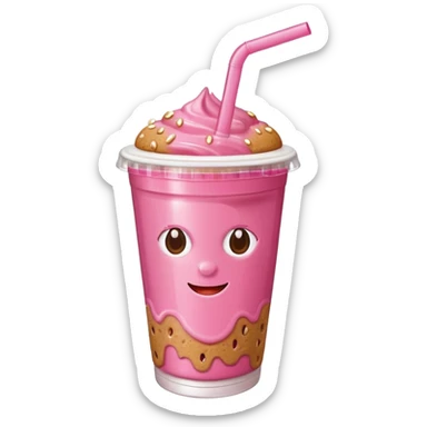 strawberry biscoff drink with lid and straw sticker