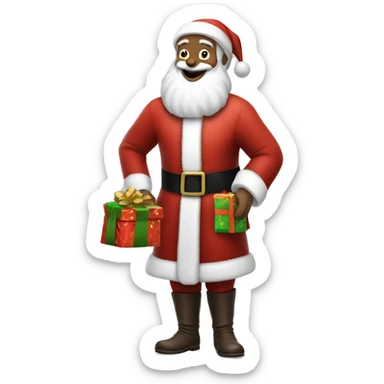 White man Santa Claus with presents sticker