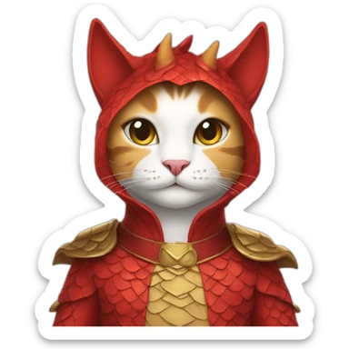 The cat is dressed in a dragon costume sticker