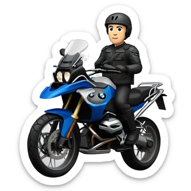 bmw gs 1250 black male rider on bike dark hair blue eyes sticker