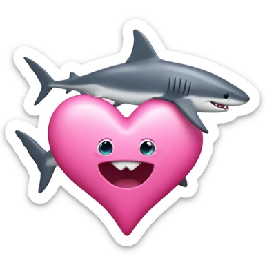 pink love heart with sharks sticker