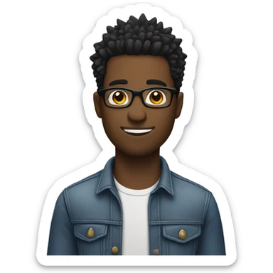 black male with glasses and spikey hair standing sideways to the right  sticker