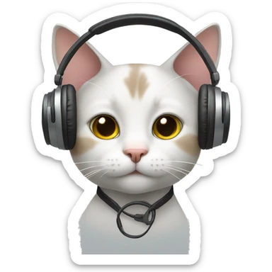cat with headphone  sticker