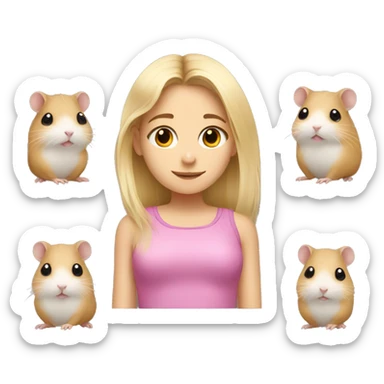 blonde girl and three hamster sticker