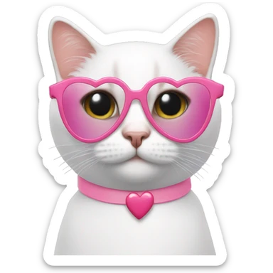 With cat wear pink heart glasses sticker