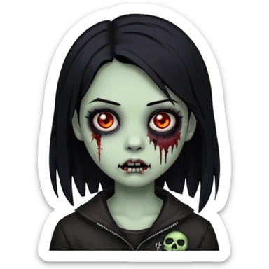 girl zombie with black hair emo sticker