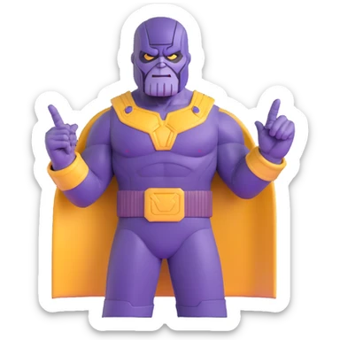 Purple villain Thanos with Squid Game aesthetic showing middle finger sticker