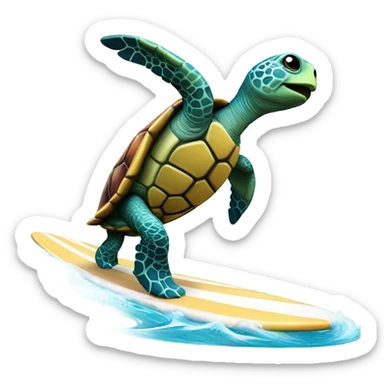 turtle on surfboard sticker