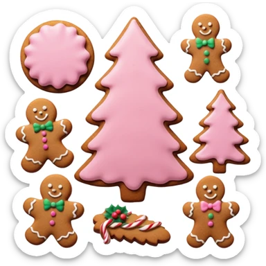 christmas gingerbreads pastel pink sticker