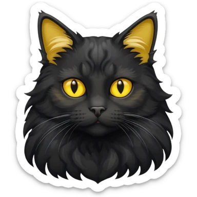 maincoon black cat with yellow eyes sticker