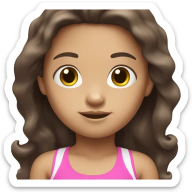 little white girl with pink swimming suit dark brown long hair sticker