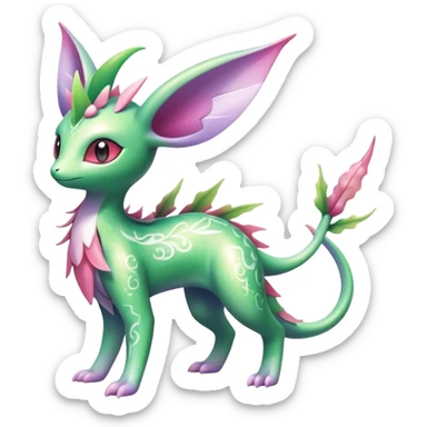 Shiny Exotic Cute Adorable Majestic Ethereal Sparkly Flygon-Espeon-Meganium-Shaymin-Hybrid-Creature with pattern-markings sticker