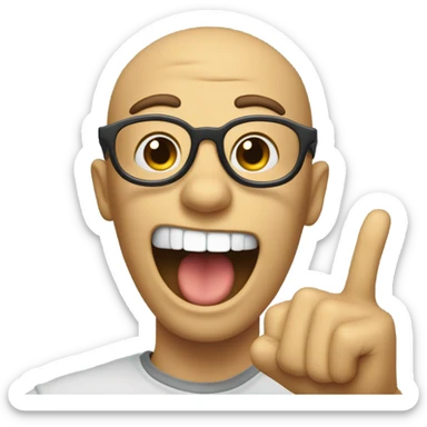 nerd face with braces with finger pointing up  sticker