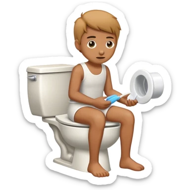 person sitting on toilet taking a poop sticker