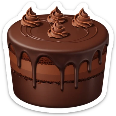 Chocolate fudge cake with chocolate base and chocolate frosting with chocolate pieces  sticker