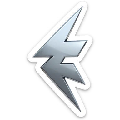 A lightning bolt emoji made of polished silver chrome, sharp yet rounded edges, glossy metallic surface, soft reflections, minimal futuristic design, iOS emoji style, centered, clean white background sticker