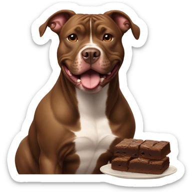 Brown pitbull eating a brownie.  sticker