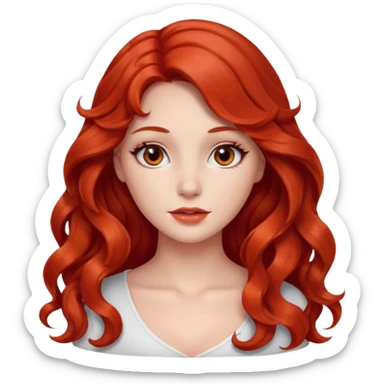 Beautiful girl,red hair,wavy hair，long hair,Black eyes, skin white sticker